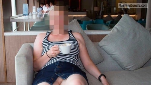 just my wife and nothing else: At another coffee shop. This... upskirt pussy flash public flashing no panties milf pics howife
