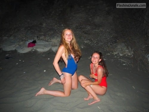 Teens Posing nude beach boobs flash 