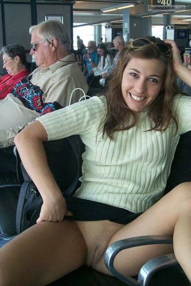 Mini skirt - carelessinpublic: Inside an airport lounge in a short skirt and… - Hotwife Pics