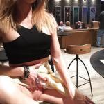 Horny blonde at hotel hall