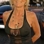 Mature blonde visible pierced nipples