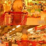 Open front no underwear shopping