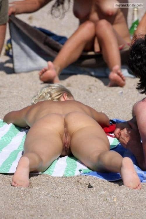 Perfect shot of pussy and asshole voyeur public nudity nude beach