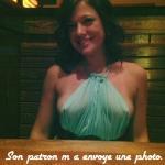 Smiling brunette visible pokies no bra