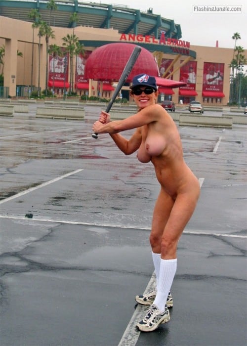Public Nudity Pics Bitch Flashing Pics - Naked with baseball stick