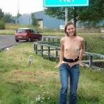 Tiel adventure: Small tits topless teen in jeans
