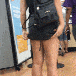 Peek underneath her short skirt