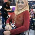 Muslim girl see through blouse restaurant