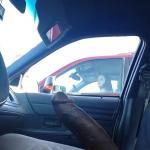 In car massive black dick for wife on parking