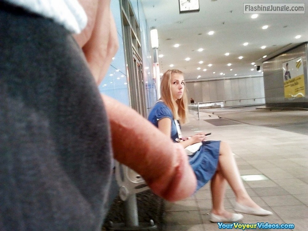 Dick Flash Pics - Semi limp cock flash for confused blonde
