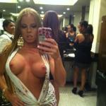 Big tits pierced nipple no bra restroom selfie