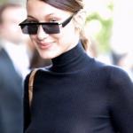 Cute brunette fashion sunglasses visible pokies