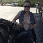 My queen wife perfect breast flashing at gas station