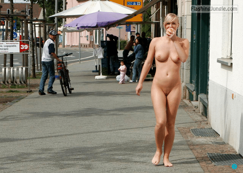 Voyeur Pics Public Nudity Pics - Naked blonde Sneaking food out from the dining hall