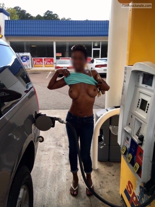 Public Flashing Pics Boobs Flash Pics - Round boobies tiny nipples at gas station