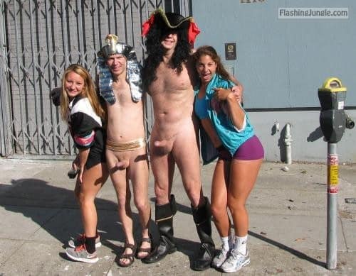 Dick Flash Pics - College girls taking photo with two nudist boners