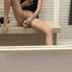 Bottomless and barefoot dildoing pussy in locker room