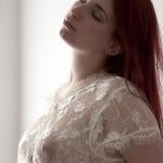 Redhead wife in lacy shirt puffy perfect titties
