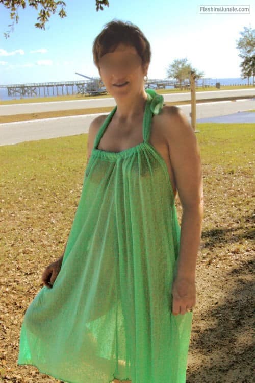 Green see through summer dress reveals sexy body public flashing milf pics howife bitch