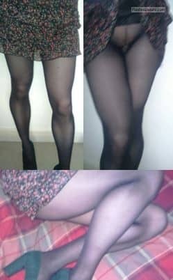 violetlovespantyhose: Another little set of me :)   my husband... no panties 