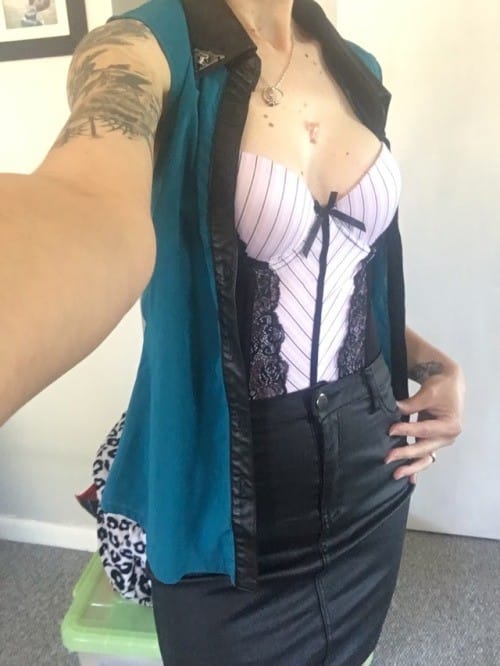 blackxm: Dressed like this can anyone guess what I got up to... no panties