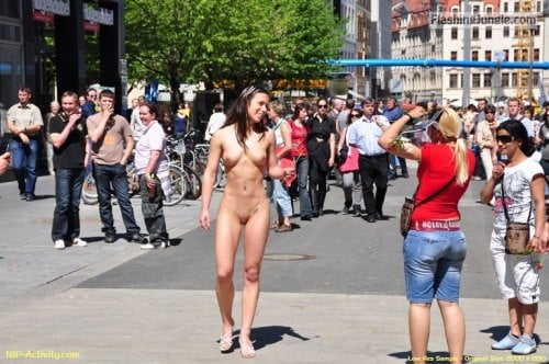 nakedwomenoutdoors:For more hot public nudity pictures, Please... public flashing