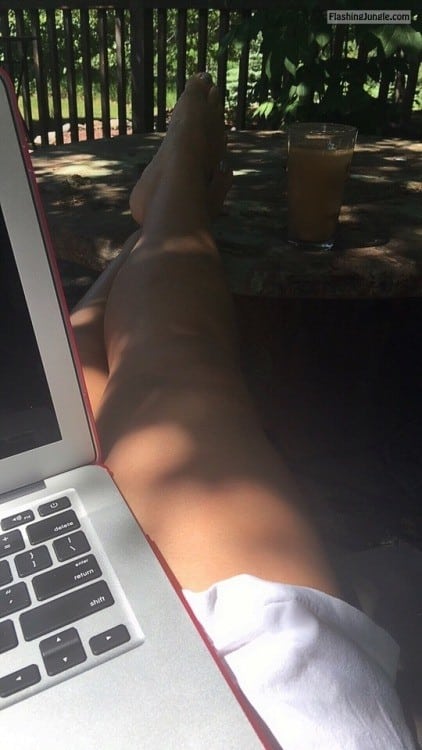 shortsweet n sassy: Relaxing out on the deck, don’t you wish... no panties