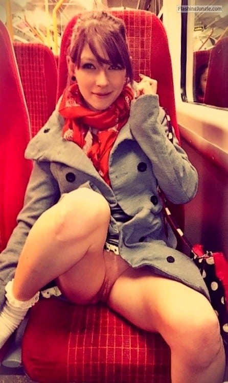 Public Nudity Pics - voyeur-girlsgoingcommando4:Upskirt train ride