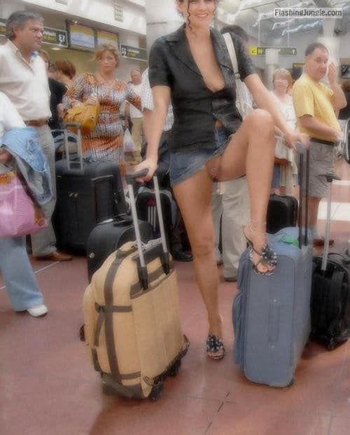 nopanties hanging laundry upskirt - joinmilehighclub: airplanebabes5:Upskirt at the airport… - Public Flashing Pics