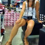 carelessinpublic:Inside a shop in a short skirt and showing her…