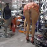 carelessinpublic:Bending inside a shop in a short dress and…