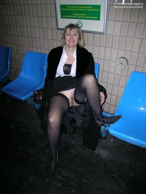 Public Flashing Pics - carelessinpublic:In a short skirt inside a train station and…