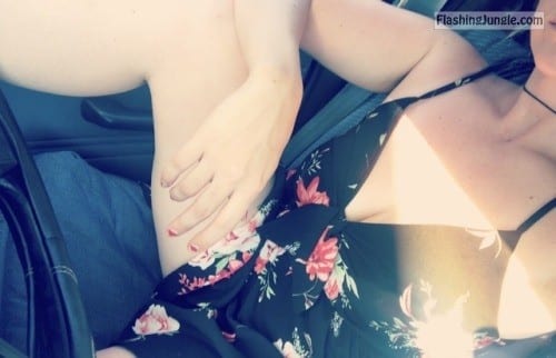 twinkinkz: Getting all hot and sweaty in the car outside my... no panties 