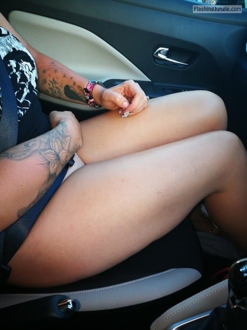 bottomless - richaz69: Bottomless car ride - No Panties Pics