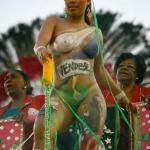 Curvylicious Brazilian body paint babe at the carnival