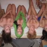 Fantastic college babes show off their juggs late night