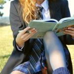 Studying Hard Pantyless on Park bench