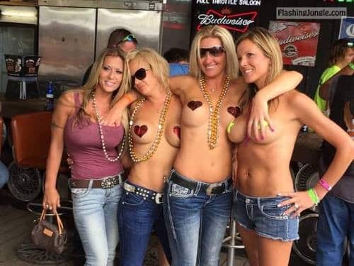 4 blondes topless with covered nipples public flashing boobs flash bitch