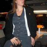 Touching her cunt in public train