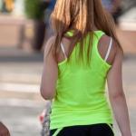 Nice teen underbutt – garish green black shorts