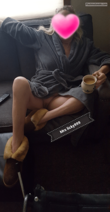 No Panties Pics: Who wants to have coffee with my sexy wife?