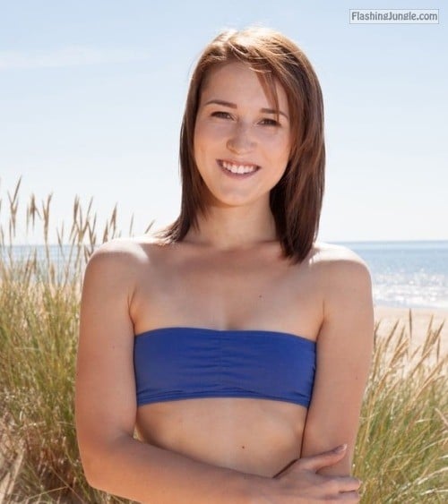 girl nude on public beach - Flat girl. Padded tube top. - Public Flashing Pics