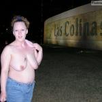 Topless Flashing by highway Las Colinas