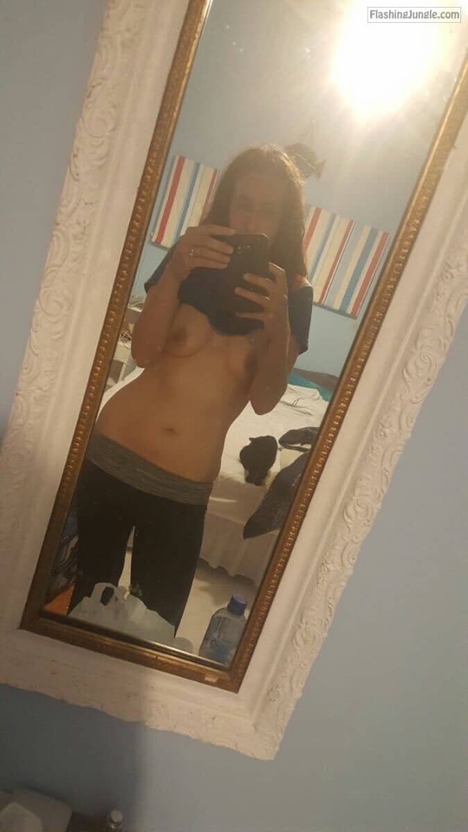 mirror selfie with flash covering face - Boobs in Mirror Selfie Just want to say that you have a nice kitty 😛 - Boobs Flash Pics