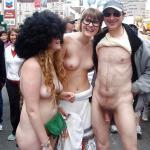 topless girls, exhibitionist Brucie Nude in public,Bay to Breakers