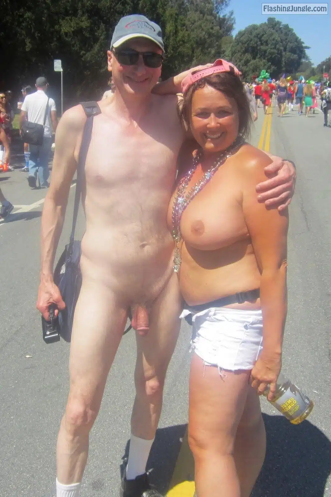 ftv public nude caught - Topless Girl Public Nudity Exhibitionist Brucie Bay to Breakers Flashers Naked man flasher exhibitionist Brucie caught exposing his penis nude in public with sexy topless girl, MILF, flashing her big boobs, naked couple at San Francisco Bay to Breakers, nudists,... - Public Nudity Pics