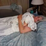 Mature wife Julie accidental boob slip while sleeping naked