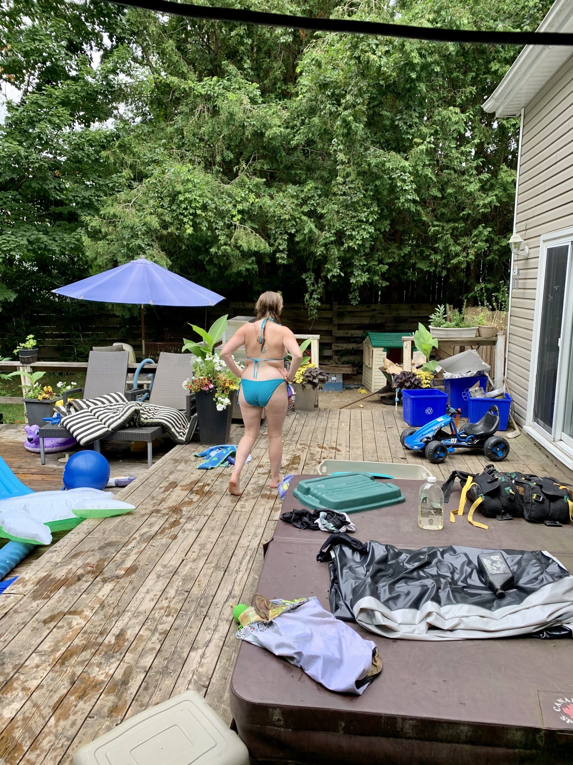Backyard bathing suit bum voyeur real nudity