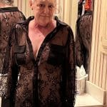 No pants day for grandma in black lace lingerie