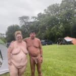 Nudist camping – Naked couple in nature